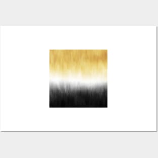 Yellow and Black Painting Brush Strokes Modern Art Posters and Art